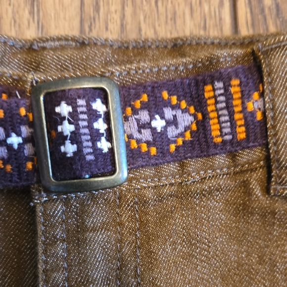 Girl's Brown Pants with Patterned Belt - Picture 3 of 6